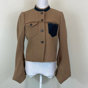 H.Genteel camel wool and fur blazer size small